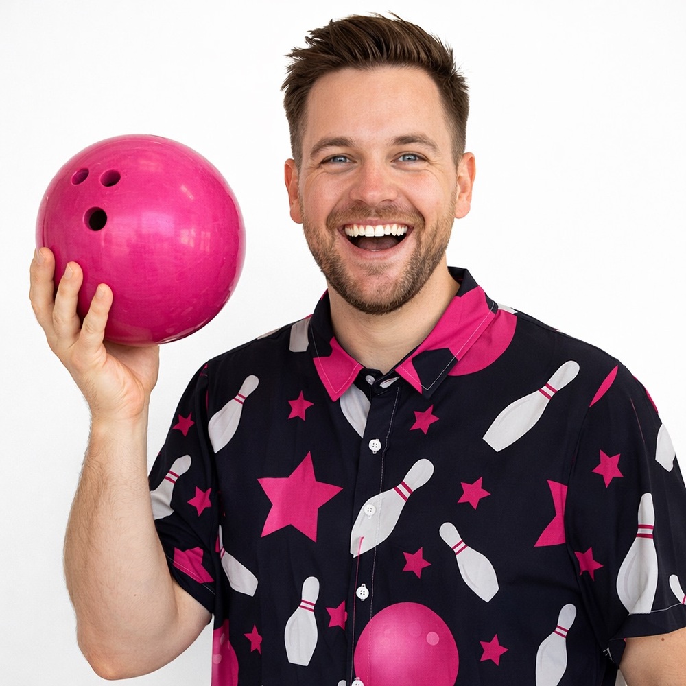 Hawalili Fun Bowling Button Down Shirt NWT Mens Size Large